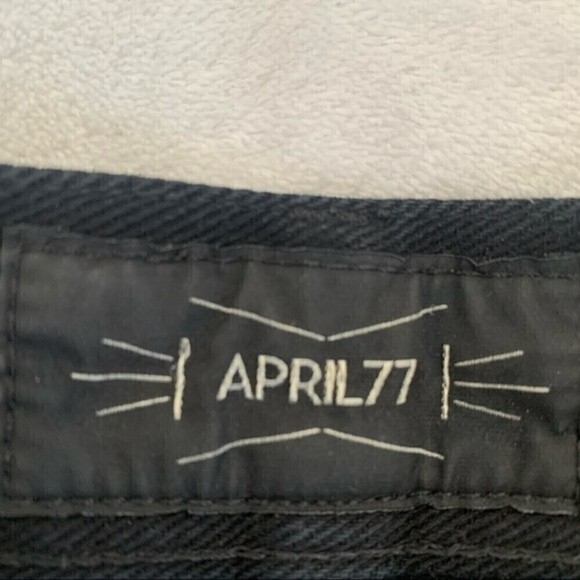 denim Womens Jean shorts butterfly buttons HIGH RISE 25 BLACK raw hem 𝅺APRIL77 - Picture 12 of 13